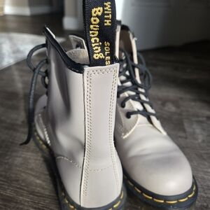 Dr. Martens Cream and Black Combat Boots